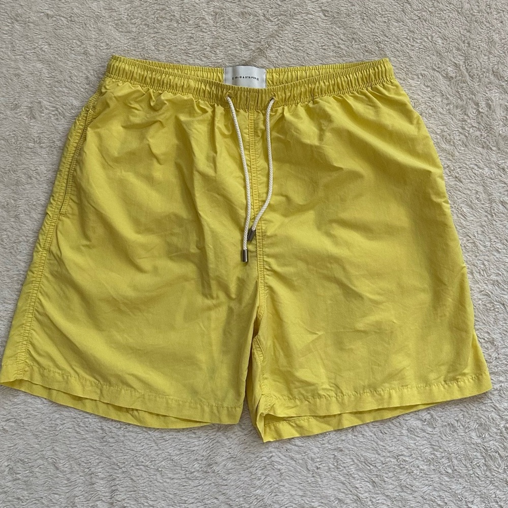Solid & Striped swim trunks